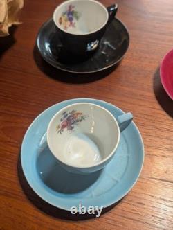 Vintage Victoria Czechoslovakia 14 Piece Demitasse Cup & Saucer Set