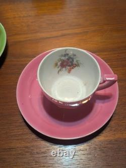 Vintage Victoria Czechoslovakia 14 Piece Demitasse Cup & Saucer Set
