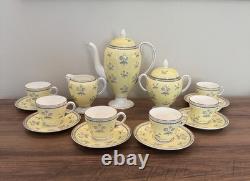 Vintage Wedgwood Coffee Pot Set Cups Saucer Cream & Sugar Pimpernel Yellow