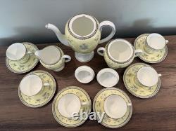 Vintage Wedgwood Coffee Pot Set Cups Saucer Cream & Sugar Pimpernel Yellow