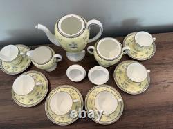 Vintage Wedgwood Coffee Pot Set Cups Saucer Cream & Sugar Pimpernel Yellow