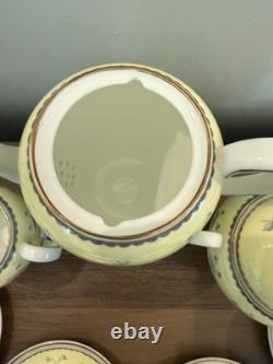 Vintage Wedgwood Coffee Pot Set Cups Saucer Cream & Sugar Pimpernel Yellow