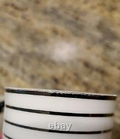 Vintage Wedgwood Espresso Demitasse (9) Tea Cups (9) Saucers White Silver Stripe