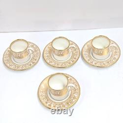 Vintage Wedgwood Florentine Demitasse Cups Gold Dragons Bond Shape Coupe Saucers