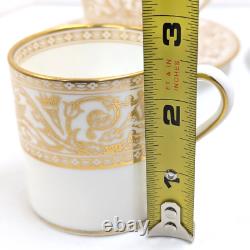 Vintage Wedgwood Florentine Demitasse Cups Gold Dragons Bond Shape Coupe Saucers