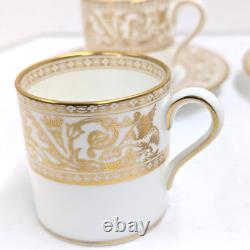 Vintage Wedgwood Florentine Demitasse Cups Gold Dragons Bond Shape Coupe Saucers