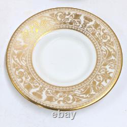 Vintage Wedgwood Florentine Demitasse Cups Gold Dragons Bond Shape Coupe Saucers