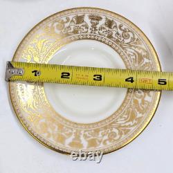 Vintage Wedgwood Florentine Demitasse Cups Gold Dragons Bond Shape Coupe Saucers