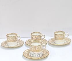 Vintage Wedgwood Florentine Demitasse Cups Gold Dragons Bond Shape Coupe Saucers