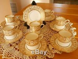 Vintage Wedgwood Gold Florentine Demitasse Set 8 Cups & 8 Saucers Htf