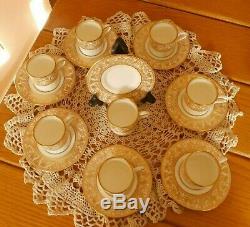 Vintage Wedgwood Gold Florentine Demitasse Set 8 Cups & 8 Saucers Htf