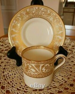 Vintage Wedgwood Gold Florentine Demitasse Set 8 Cups & 8 Saucers Htf