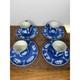 Vintage Wedgwood Jasperware Blue White Demitasse Cups Saucers Set Of 4 #3
