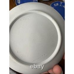 Vintage Wedgwood Jasperware Blue White Demitasse Cups Saucers Set of 4 #3