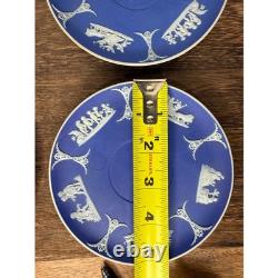 Vintage Wedgwood Jasperware Blue White Demitasse Cups Saucers Set of 4 #3