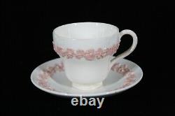 Vintage Wedgwood Queen's Ware Embossed Pink Grapes Demi / Demitasse Cup & Saucer