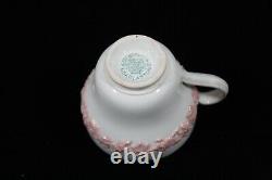 Vintage Wedgwood Queen's Ware Embossed Pink Grapes Demi / Demitasse Cup & Saucer