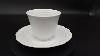 Vintage White Porcelain Demitasse Tea Cups Saucers Lattice Weave England Set 2