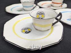 Vintage Wood & Sons Burslem England Demitasse Cup & Saucer Set 4 Octagon Fruit