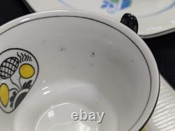 Vintage Wood & Sons Burslem England Demitasse Cup & Saucer Set 4 Octagon Fruit