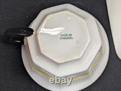 Vintage Wood & Sons Burslem England Demitasse Cup & Saucer Set 4 Octagon Fruit