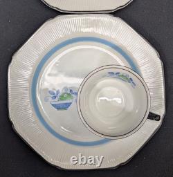 Vintage Wood & Sons Burslem England Demitasse Cup & Saucer Set 4 Octagon Fruit