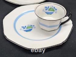 Vintage Wood & Sons Burslem England Demitasse Cup & Saucer Set 4 Octagon Fruit