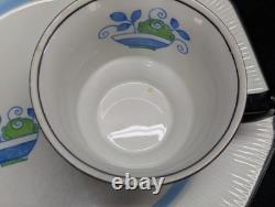 Vintage Wood & Sons Burslem England Demitasse Cup & Saucer Set 4 Octagon Fruit