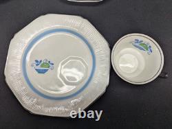 Vintage Wood & Sons Burslem England Demitasse Cup & Saucer Set 4 Octagon Fruit