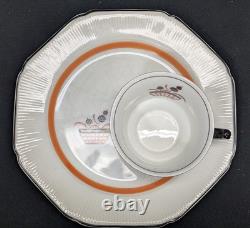 Vintage Wood & Sons Burslem England Demitasse Cup & Saucer Set 4 Octagon Fruit