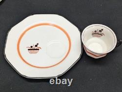 Vintage Wood & Sons Burslem England Demitasse Cup & Saucer Set 4 Octagon Fruit