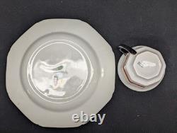 Vintage Wood & Sons Burslem England Demitasse Cup & Saucer Set 4 Octagon Fruit