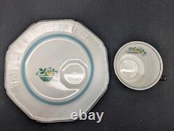 Vintage Wood & Sons Burslem England Demitasse Cup & Saucer Set 4 Octagon Fruit