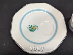 Vintage Wood & Sons Burslem England Demitasse Cup & Saucer Set 4 Octagon Fruit