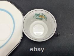 Vintage Wood & Sons Burslem England Demitasse Cup & Saucer Set 4 Octagon Fruit