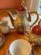 Vintage Demitasse Antique Teapot, 6 Cups And Saucers, Sugar And Creamer Bowls
