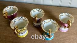 Vintage set of (5) Porcelain Dresden Demitasse Cherub Tea Cups with gold accents