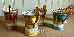 Vintage set of (5) Porcelain Dresden Demitasse Cherub Tea Cups with gold accents