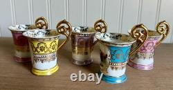 Vintage set of (5) Porcelain Dresden Demitasse Cherub Tea Cups with gold accents