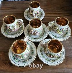 Vintage signed R. Capodimonte MAS guilded Demitasse footed cup and saucer set