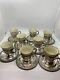 Vintage Sterling Silver And China Demitasse Cups And Saucers. Service For 8