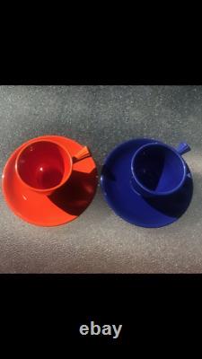 Vintage two Fiestaware demitasse cups & saucers. Unmarked. Ca 1936-1943. VGC