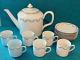 Vista Alegre Portuguese Porcelain Coffee Pot 6 Demitasse Cups/saucers Card Motif