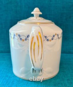 Vista Alegre Portuguese Porcelain Coffee Pot 6 Demitasse Cups/Saucers Card Motif