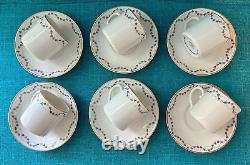 Vista Alegre Portuguese Porcelain Coffee Pot 6 Demitasse Cups/Saucers Card Motif