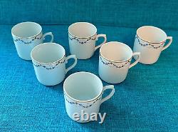 Vista Alegre Portuguese Porcelain Coffee Pot 6 Demitasse Cups/Saucers Card Motif