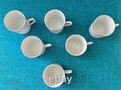 Vista Alegre Portuguese Porcelain Coffee Pot 6 Demitasse Cups/Saucers Card Motif