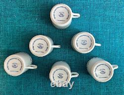 Vista Alegre Portuguese Porcelain Coffee Pot 6 Demitasse Cups/Saucers Card Motif