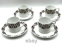 Vtg 1970s Mottahedeh Vista Alegre Demitasse Espresso Cups Saucers Coffee Bean