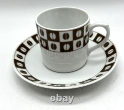 Vtg 1970s Mottahedeh Vista Alegre Demitasse Espresso Cups Saucers Coffee Bean